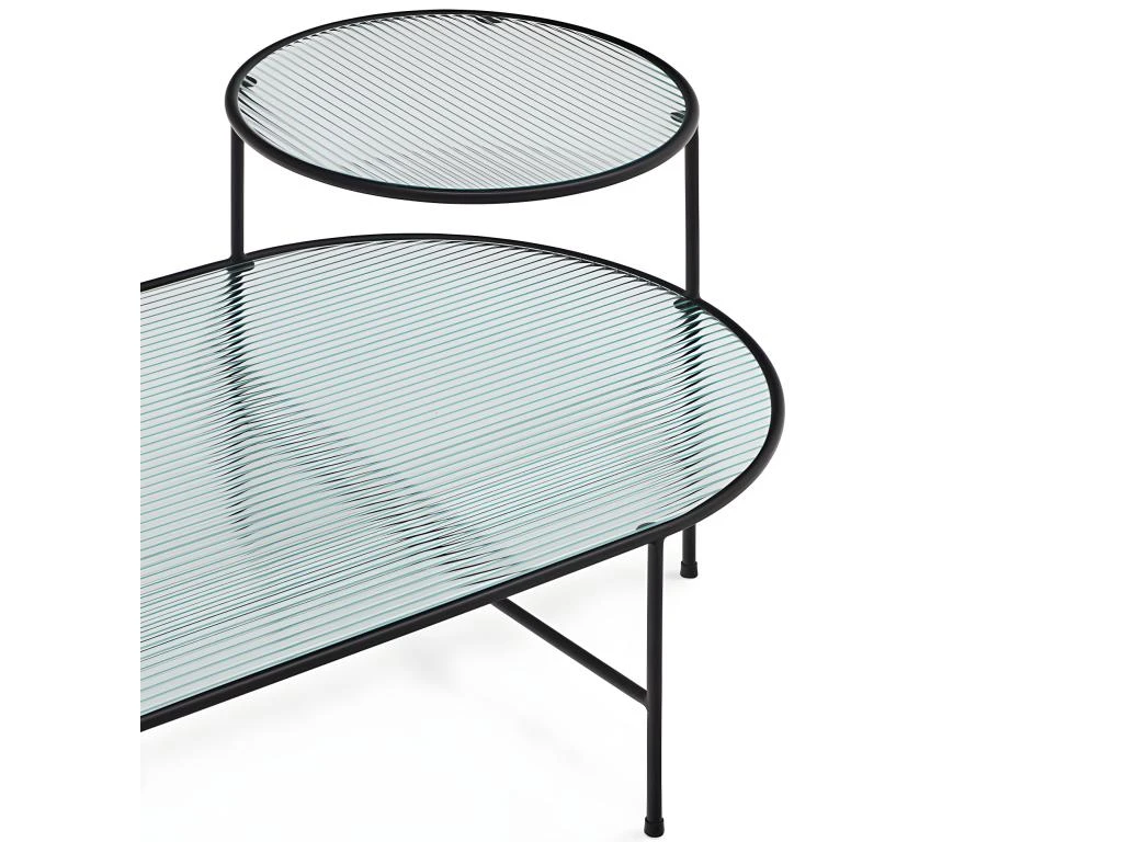 Nix - Table Basse En Verre Strié Et Métal - Couleur - Noir – Image 4