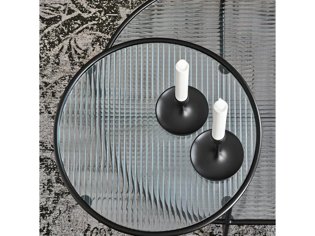 Nix - Table Basse En Verre Strié Et Métal - Couleur - Noir – Image 6