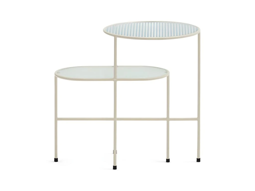 Nix - Table D'appoint En Verre Strié Et Métal - Couleur - Blanc