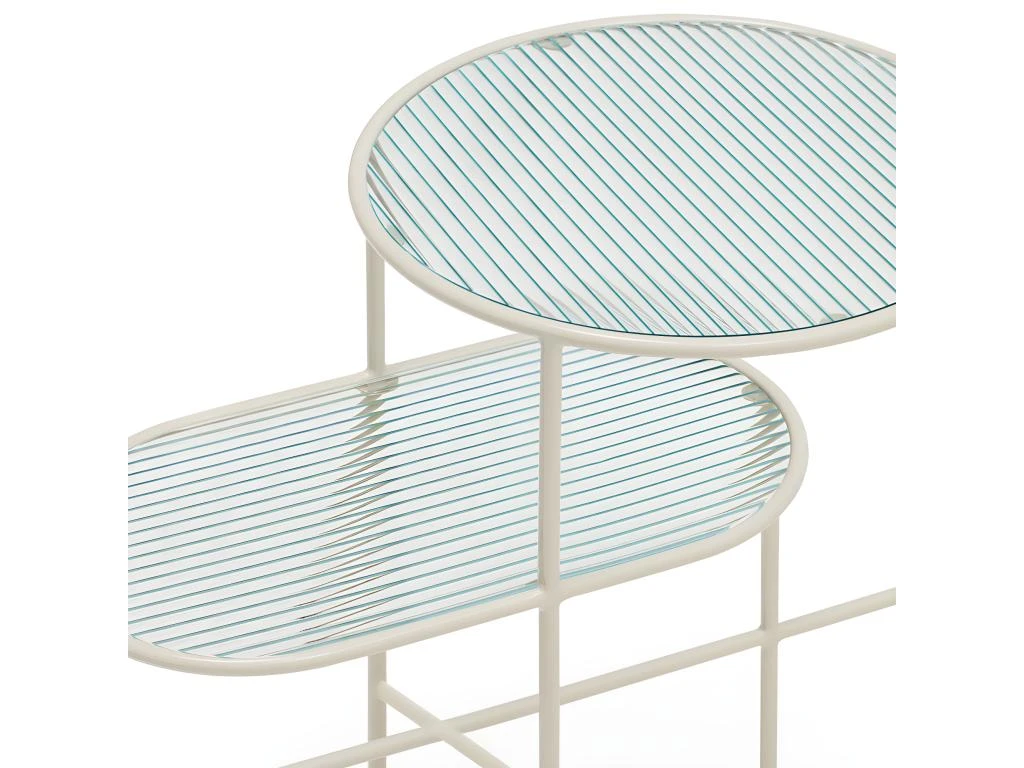 Nix - Table D'appoint En Verre Strié Et Métal - Couleur - Blanc – Image 4