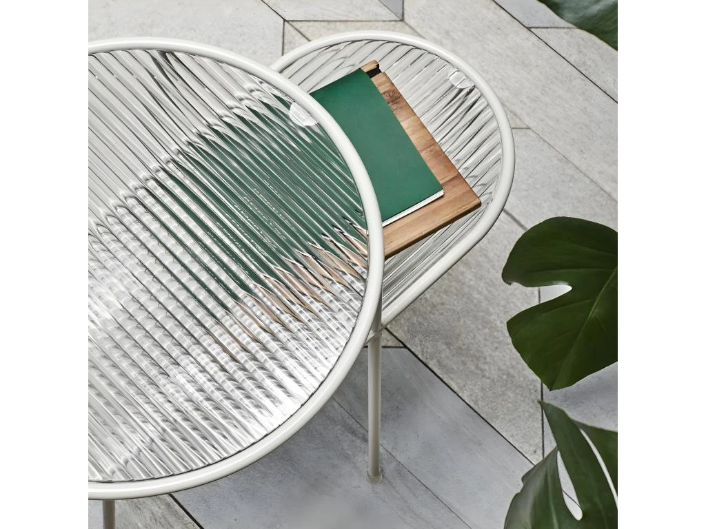 Nix - Table D'appoint En Verre Strié Et Métal - Couleur - Blanc – Image 5