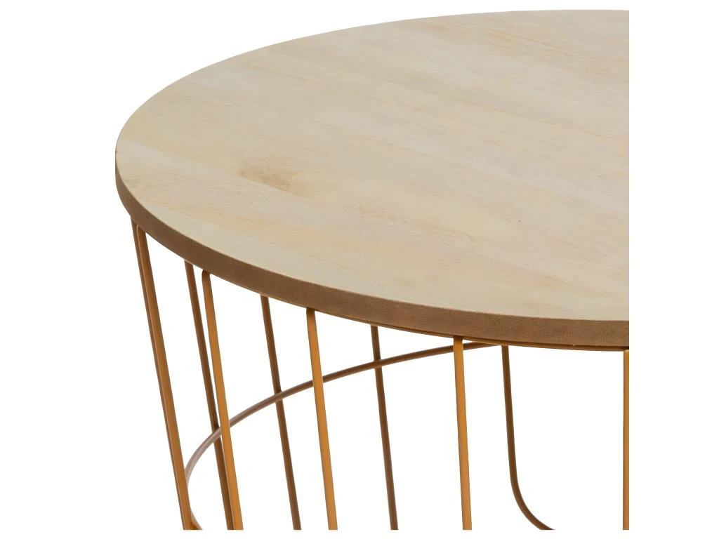 Table à Café En Métal Moutarde Et Plateau En Bois H 38 Cm – Image 2