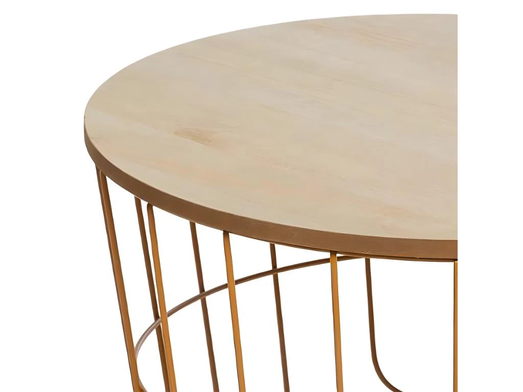Table à Café En Métal Moutarde Et Plateau En Bois H 38 Cm – Image 3