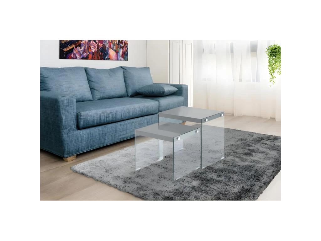 Lot De 2 Tables D'Appoint "Elementary" 46cm Gris – Image 3