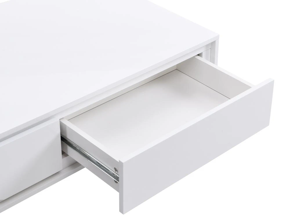 Table Basse 2 Tiroirs Avec LEDs En MDF - Blanc Laqué - SALIANO – Image 8