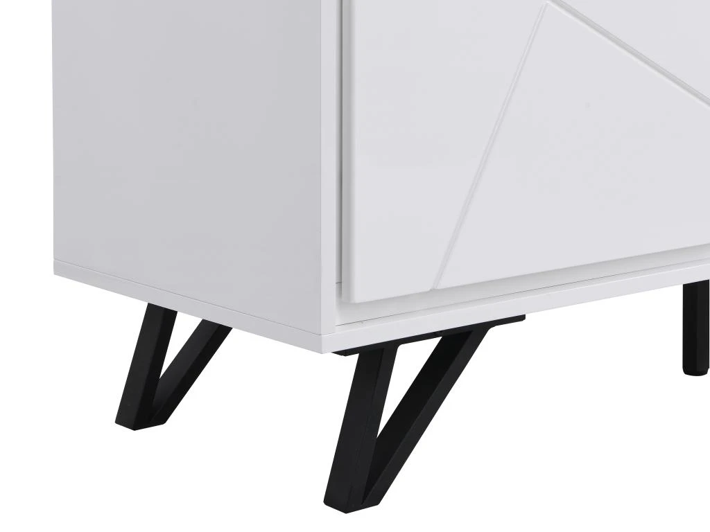 Table Basse 2 Tiroirs Avec LEDs En MDF - Blanc Laqué - SALIANO – Image 12