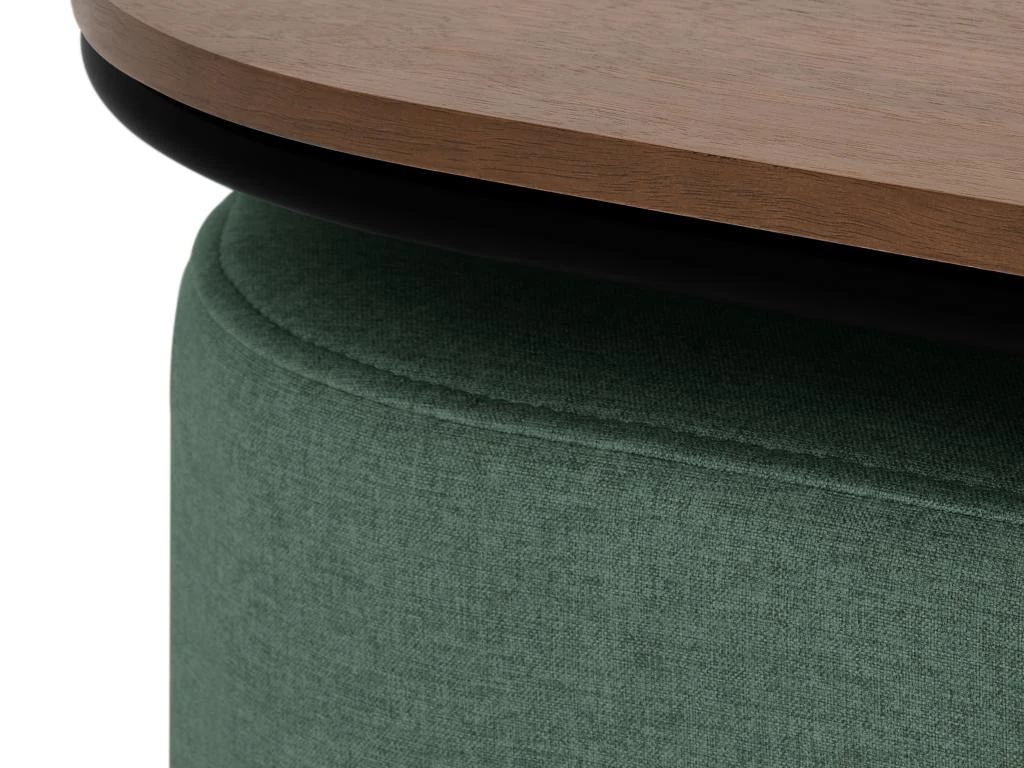 Table Basse + 2 Poufs En Tissu - Naturel Et Vert - ADAR – Image 7