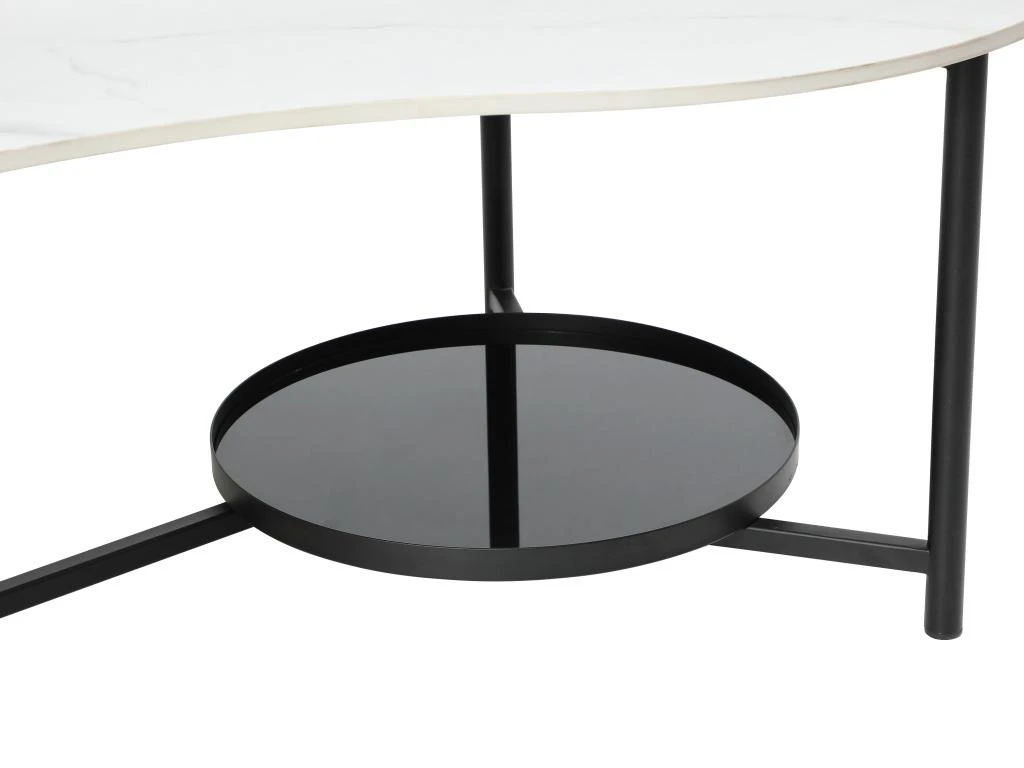 Table Basse Avec 1 étagère - Céramique, Verre Et Métal - Effet Marbre Blanc Et Noir - MURIENA – Image 7