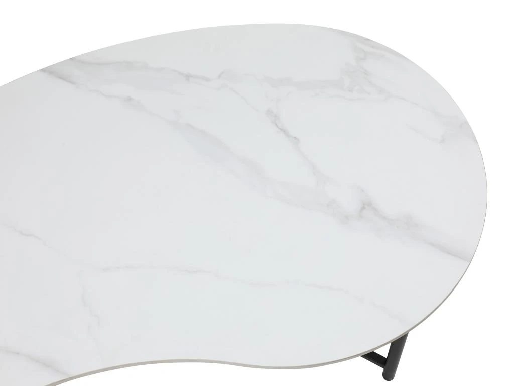 Table Basse Avec 1 étagère - Céramique, Verre Et Métal - Effet Marbre Blanc Et Noir - MURIENA – Image 5