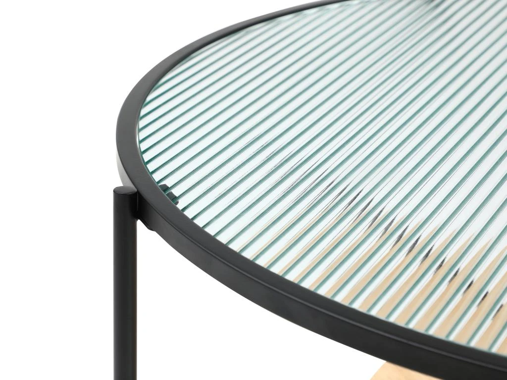 Table Basse Avec 1 étagère - Verre, Bois D'hévéa Et Métal - Naturel Et Noir - MUNITA – Image 5