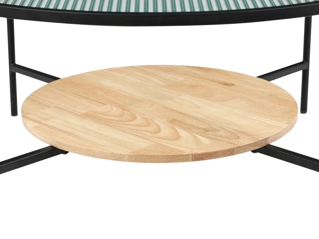 Table Basse Avec 1 étagère - Verre, Bois D'hévéa Et Métal - Naturel Et Noir - MUNITA – Image 6