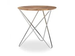 Table Basse D’appoint Ronde Pieds Croisés Diamètre 60 Cm Bois Et Métal 13_0002685