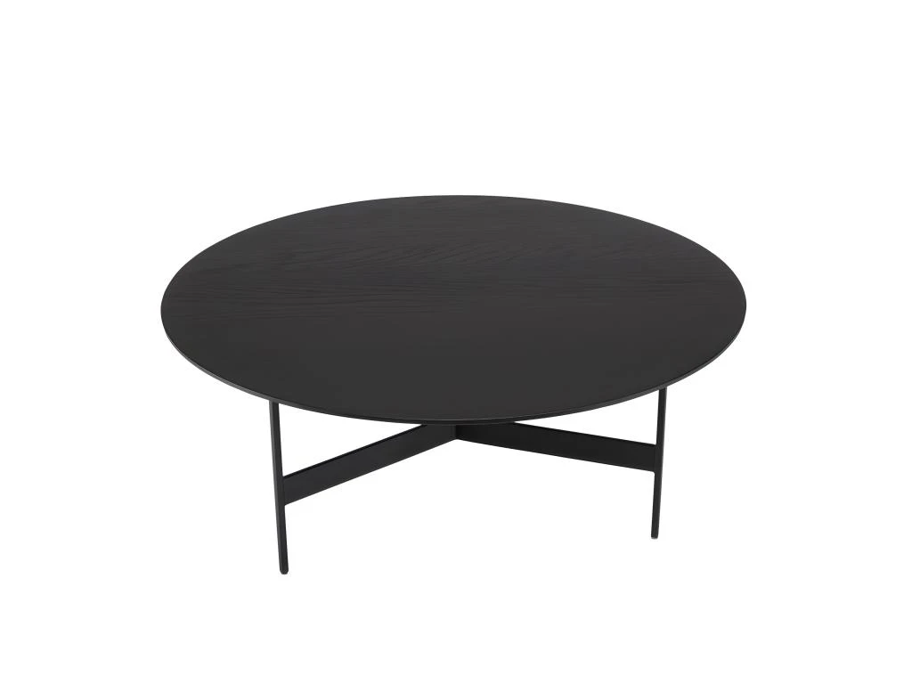 DALY - Table Basse Ronde Noire 78x78cm Piètement Métal – Image 2