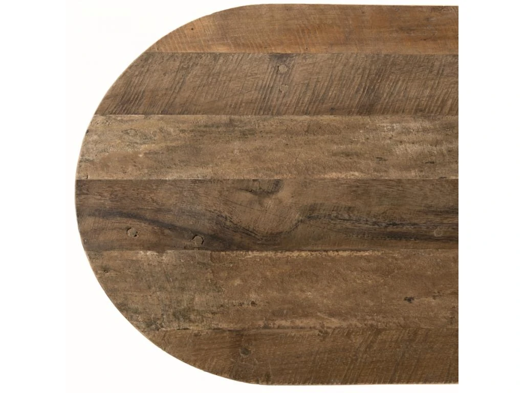 ALIDA - Table Basse Marron Ovale Teck Recyclé Pieds Métal – Image 5