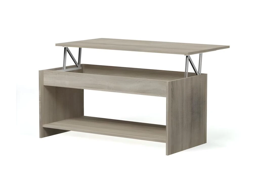 HAPPY Table Basse Transformable Style Contemporain Laminé Chene Sonoma - L 100 X L 50 Cm