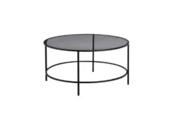 Table Basse Ronde Verre/Métal Noir- EMILIO