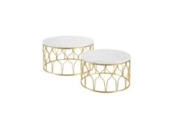 Tables Basses Gigognes Marbre Blanc/Doré - AMILI