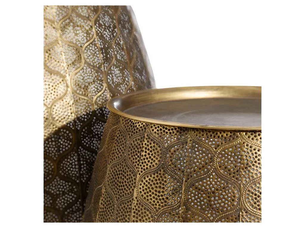 Duo De Tables D'appoint Ronde Doré Métal - ZOSTA – Image 5