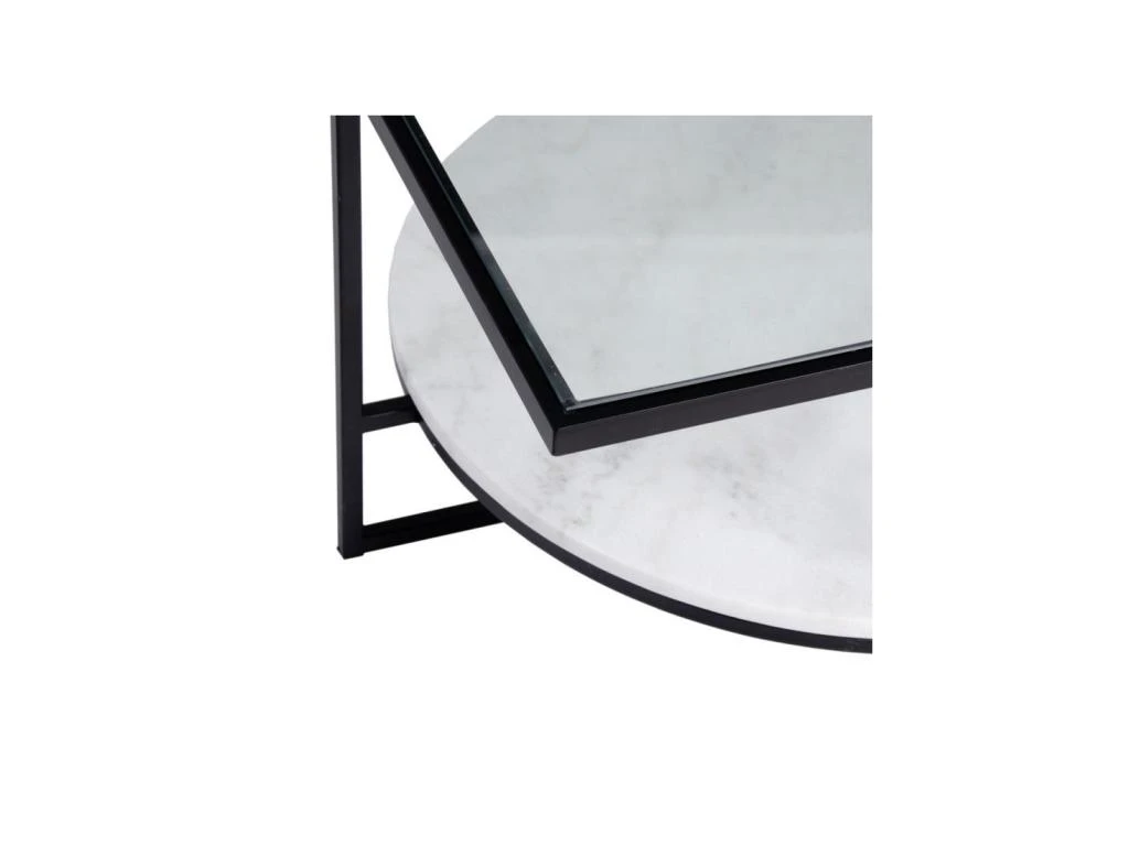 Table Basse Carrée Marbre/Verre/Blanc - DONNA – Image 3