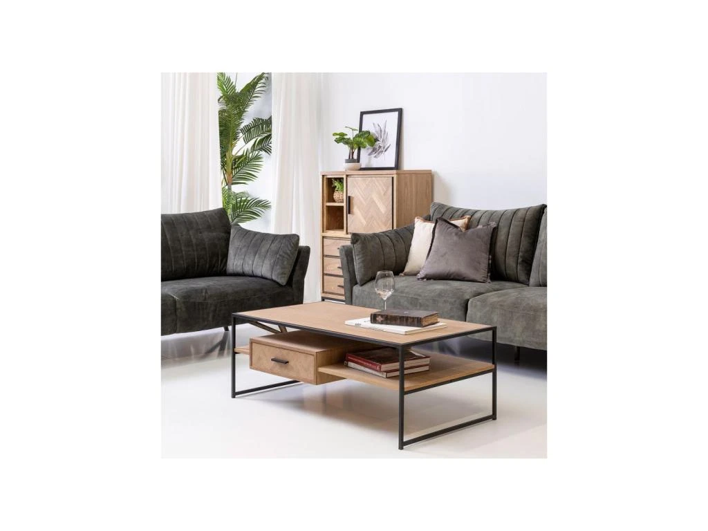 Table Basse 1 Tiroir Bois/Métal - KIPSE – Image 2