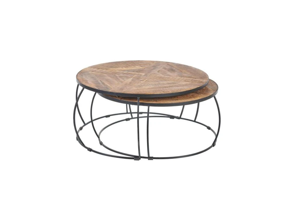 Tables Basses Gigognes Rondes Bois Brut/Métal - MAYAL – Image 2