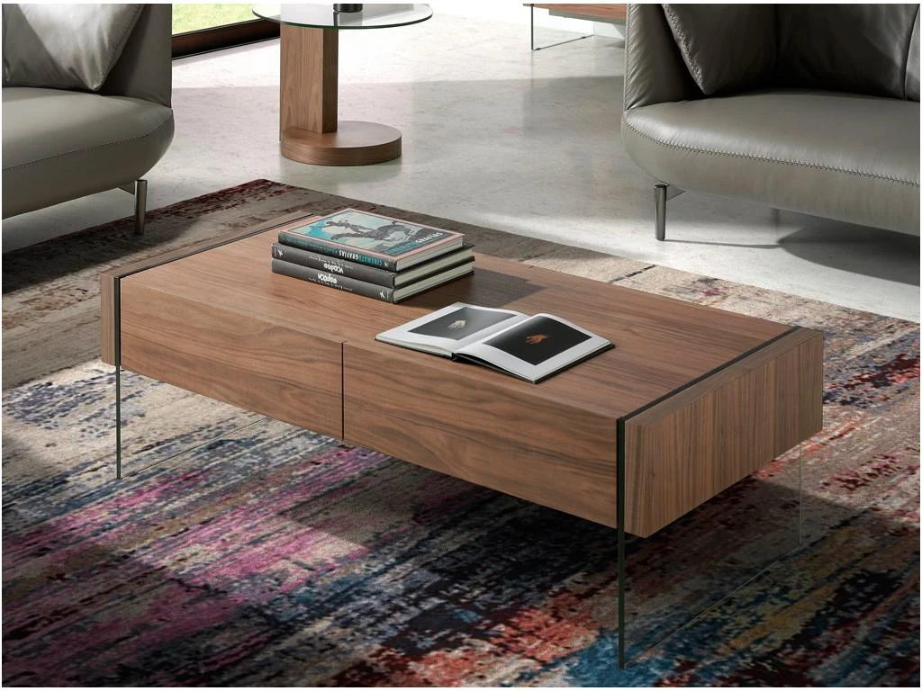 Table Basse En Bois De Noyer Et Verre 2050 ANGEL CERDA – Image 3
