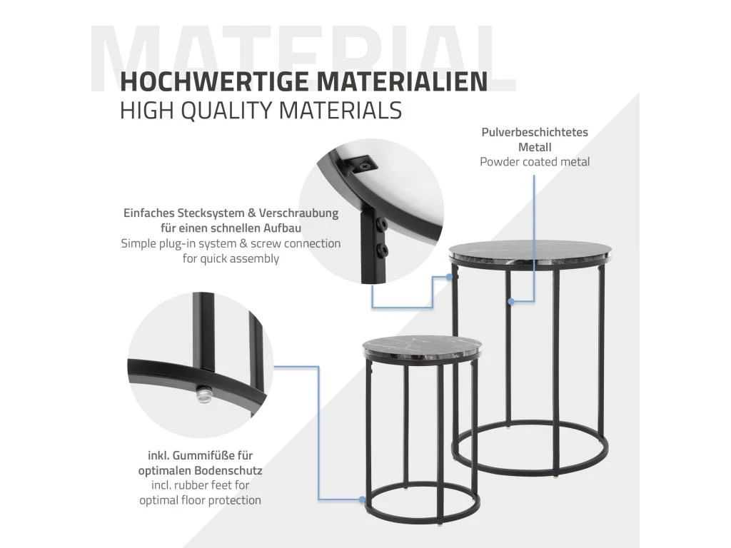 Ensemble De Tables D'appoint 2 Pcs Noir – Image 5