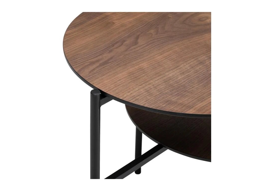 Table Basse 2 Niveaux En Métal Noir Et Bois 118 X 43 Cm – Image 2