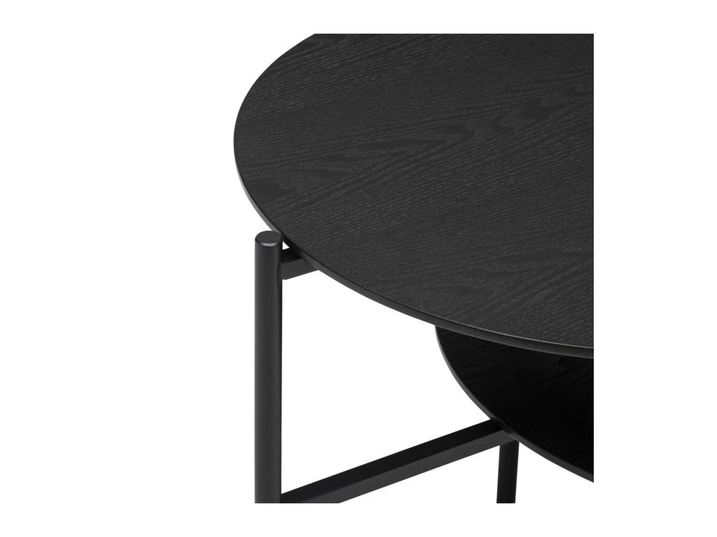 Table Basse 2 Niveaux En Métal Et Bois Noir 118 X 43 Cm – Image 2