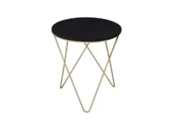 Table Basse Ronde CAMILLE Noire Et Dorée