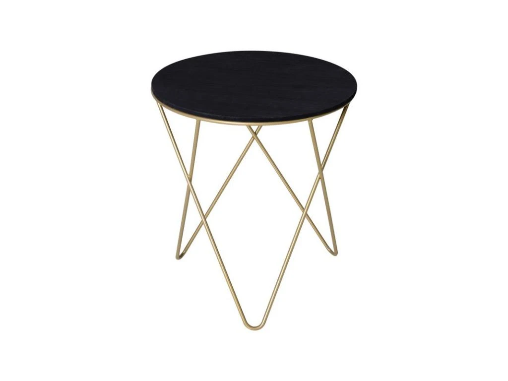 Table Basse Ronde CAMILLE Noire Et Dorée