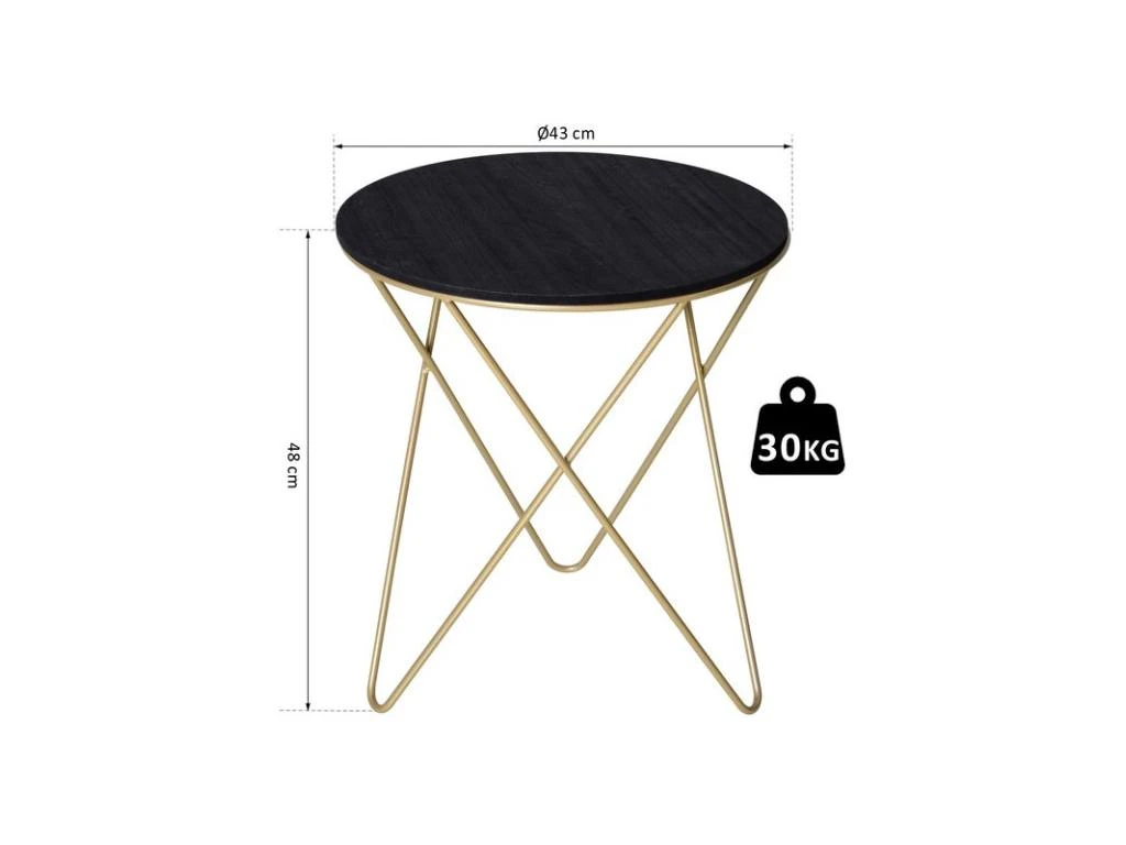 Table Basse Ronde CAMILLE Noire Et Dorée – Image 3