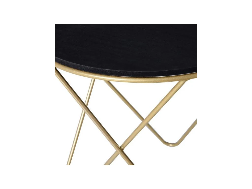 Table Basse Ronde CAMILLE Noire Et Dorée – Image 7