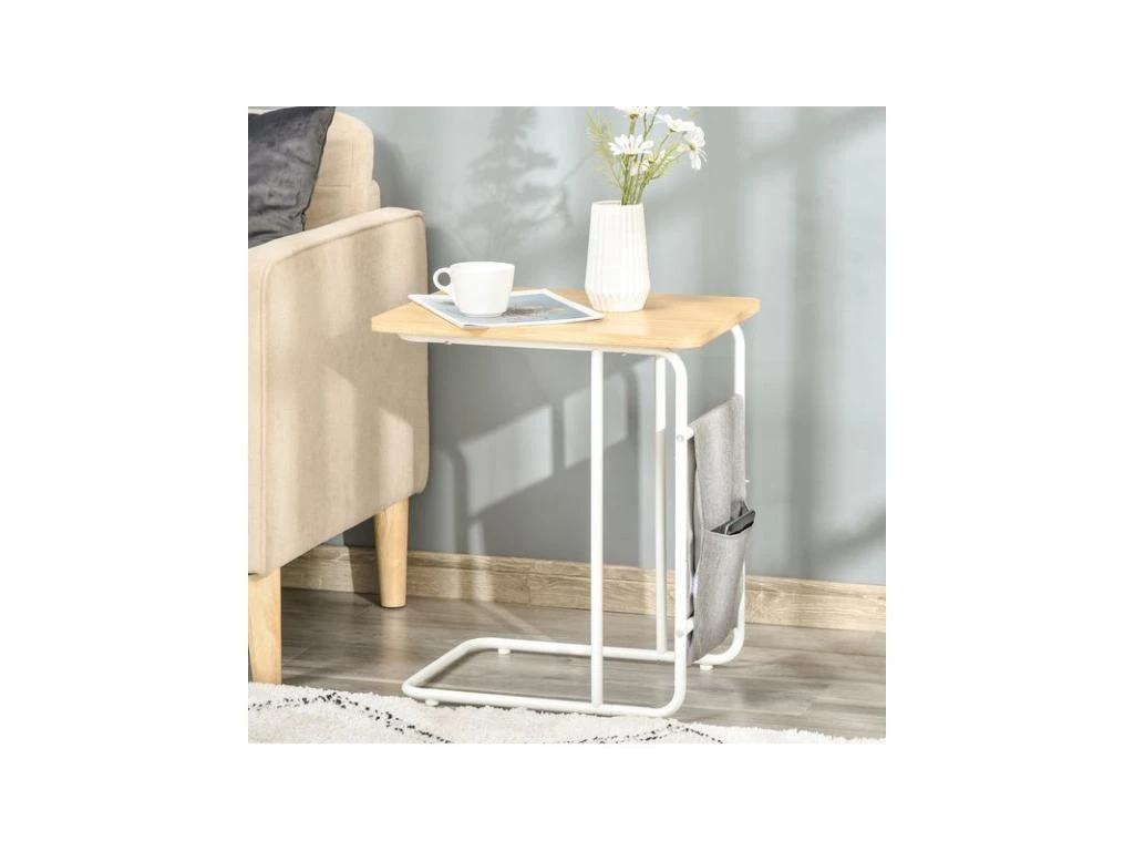 Table Basse D'appoint BEA Blanche Et Bois – Image 2