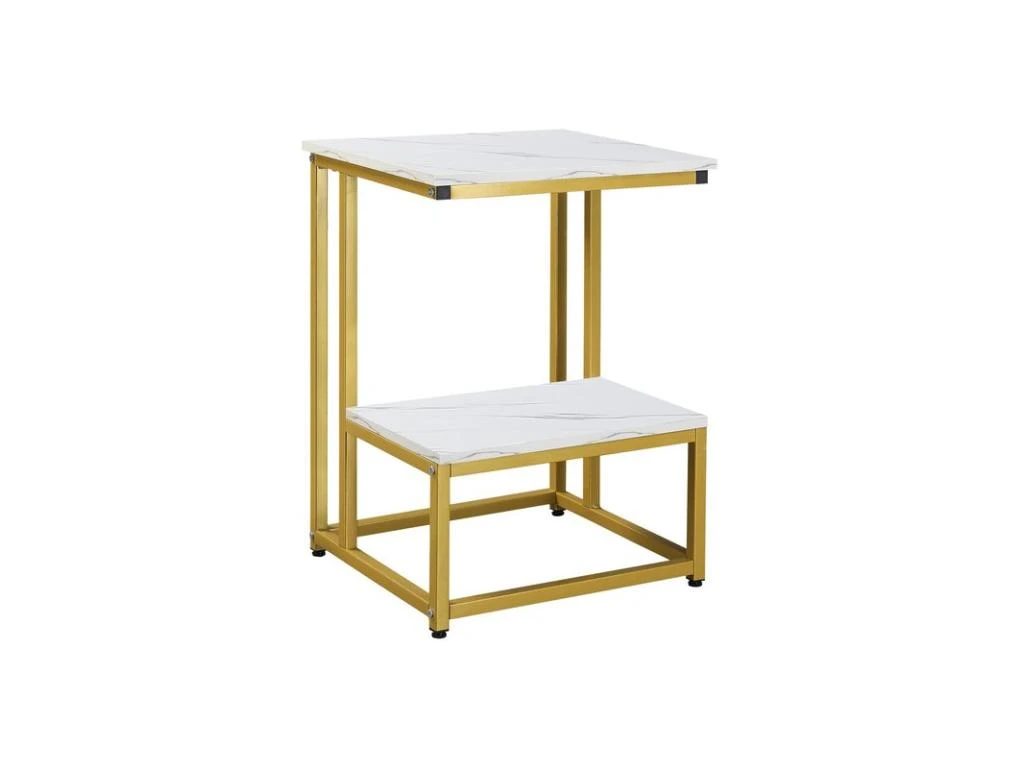 Bout De Canapé Guéridon AUGUSTUS Blanc Et Doré