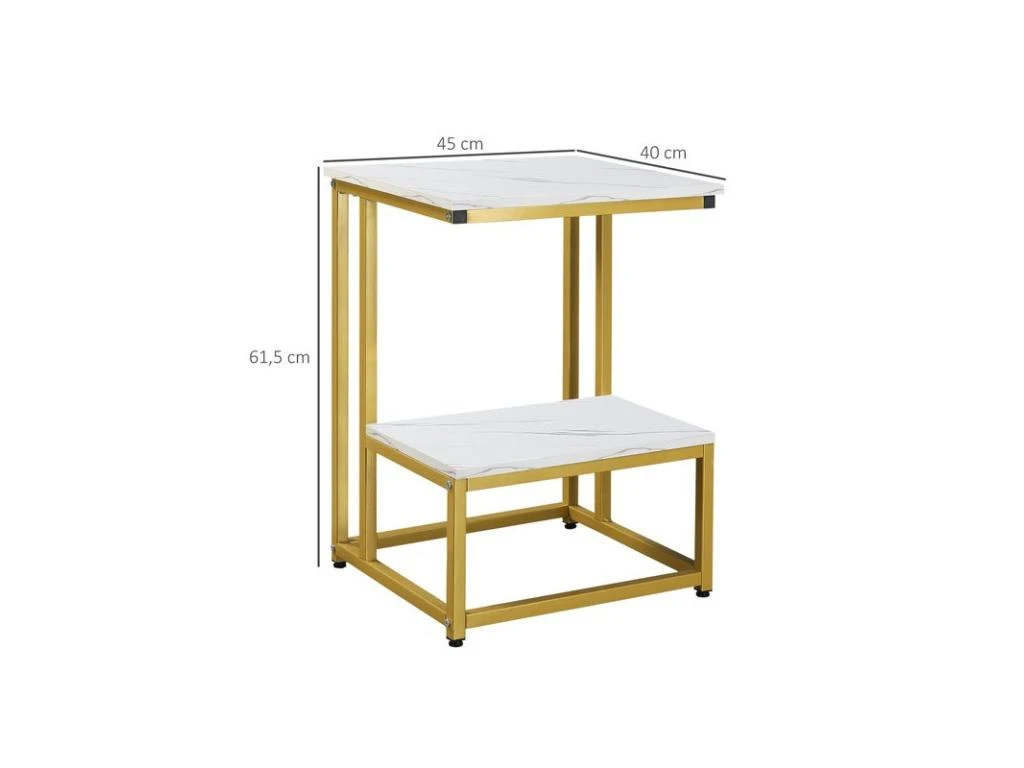 Bout De Canapé Guéridon AUGUSTUS Blanc Et Doré – Image 3