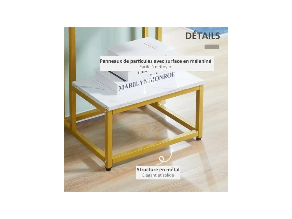 Bout De Canapé Guéridon AUGUSTUS Blanc Et Doré – Image 6