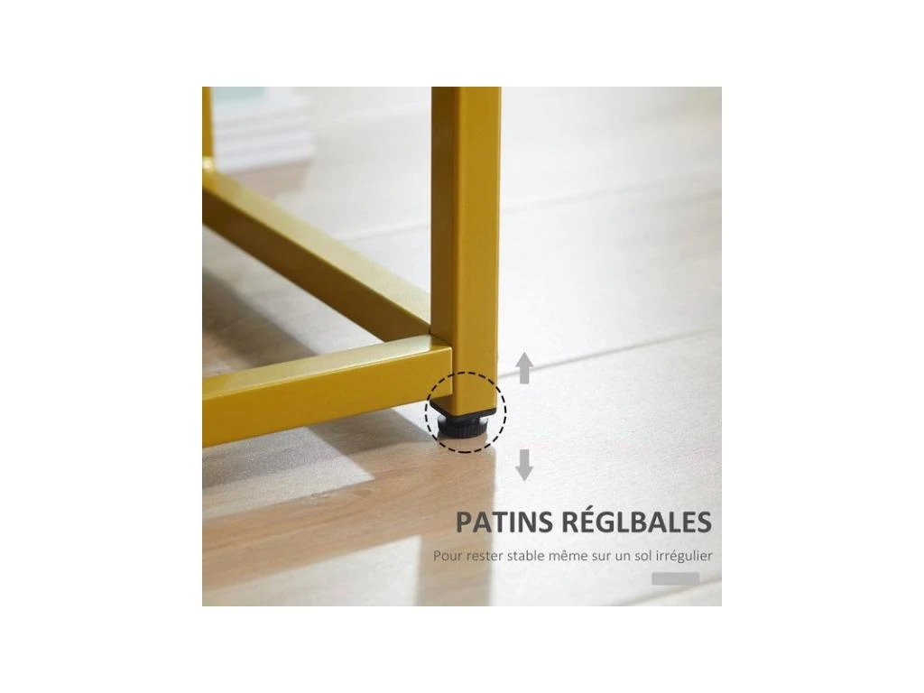 Bout De Canapé Guéridon AUGUSTUS Blanc Et Doré – Image 7