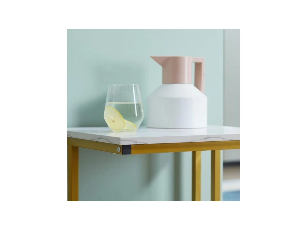 Bout De Canapé Guéridon AUGUSTUS Blanc Et Doré – Image 8