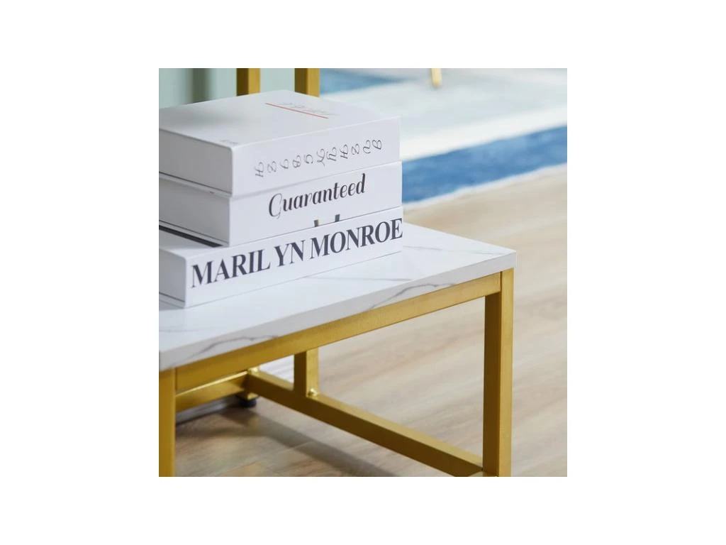 Bout De Canapé Guéridon AUGUSTUS Blanc Et Doré – Image 9