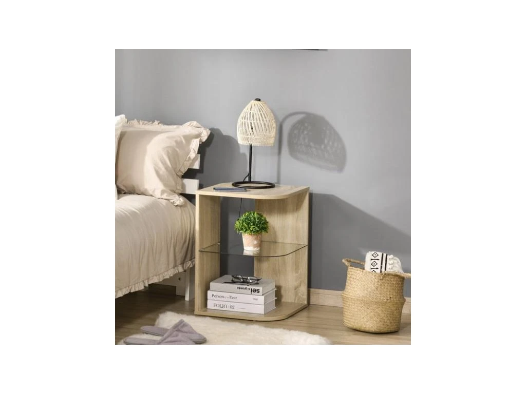 Guéridon Bout De Canapé MIRANDA Aspect Bois – Image 2