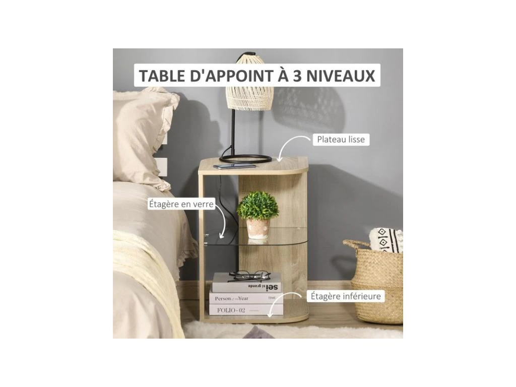 Guéridon Bout De Canapé MIRANDA Aspect Bois – Image 5