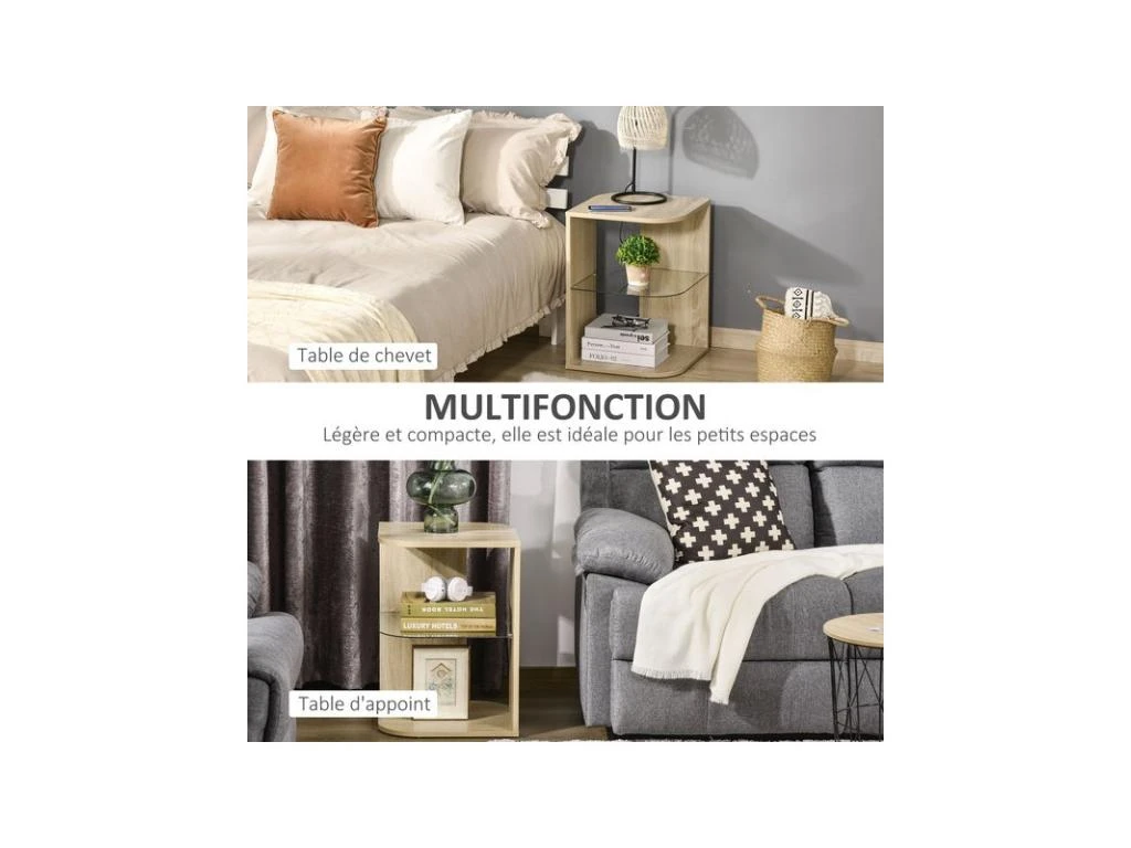 Guéridon Bout De Canapé MIRANDA Aspect Bois – Image 6