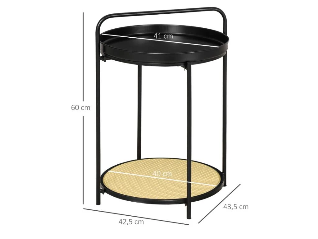 Table Bout De Canapé FIRMIN Noir Et Cannage – Image 3