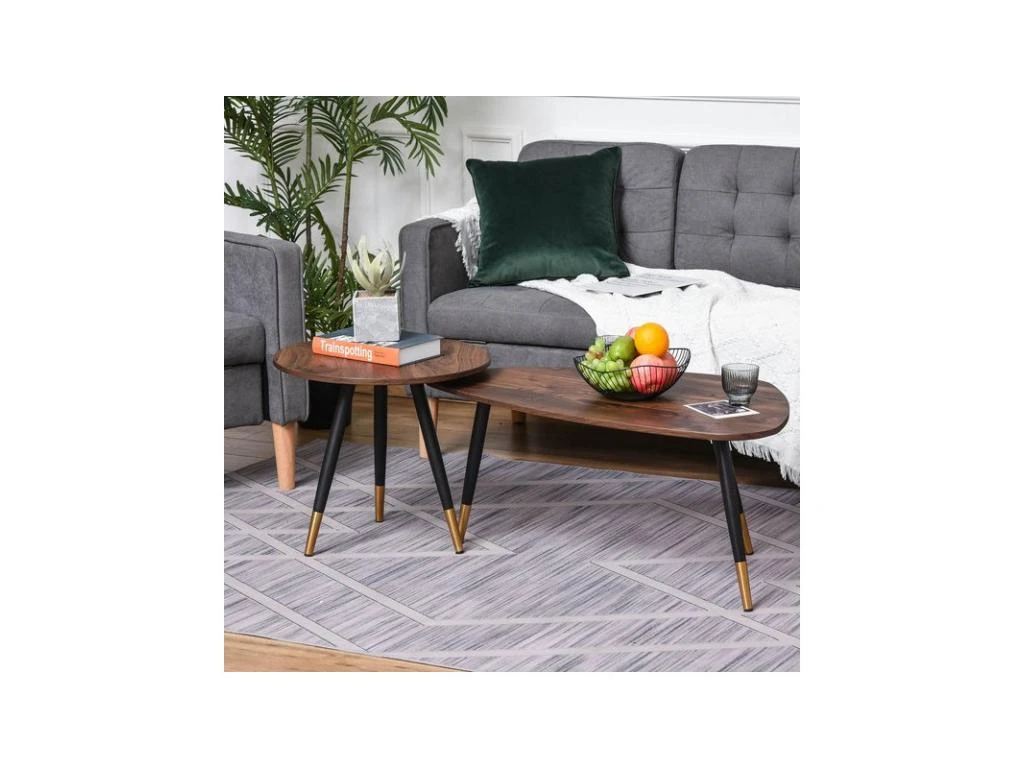 Lot De 2 Tables Basses BRANDO Marron – Image 2