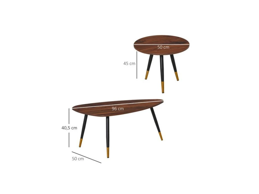 Lot De 2 Tables Basses BRANDO Marron – Image 3