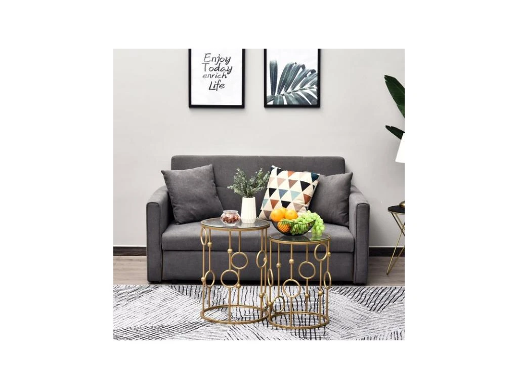 Lot De 2 Tables Gigognes GATSBY Dorées – Image 2