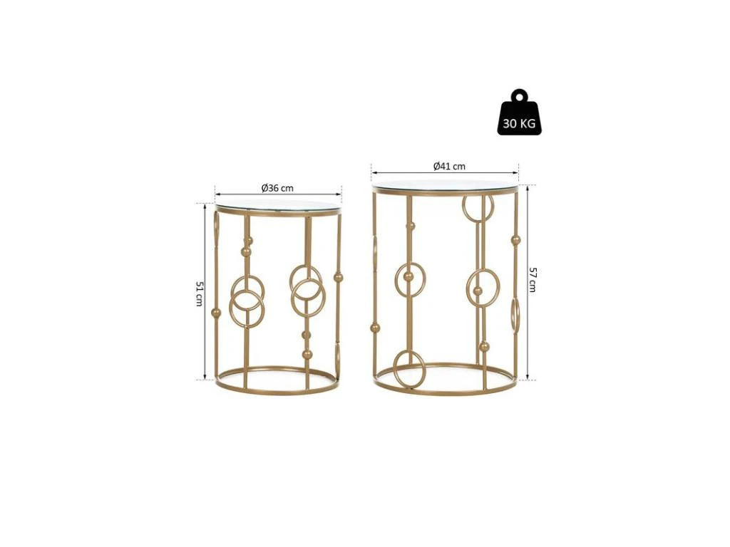 Lot De 2 Tables Gigognes GATSBY Dorées – Image 3