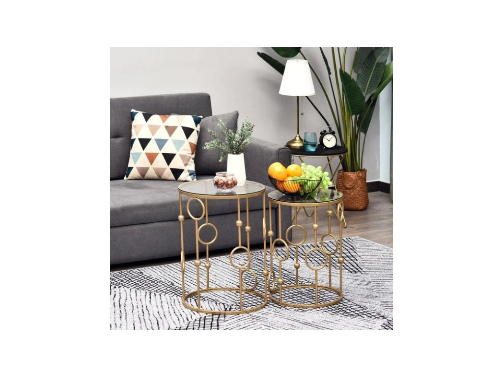 Lot De 2 Tables Gigognes GATSBY Dorées – Image 4