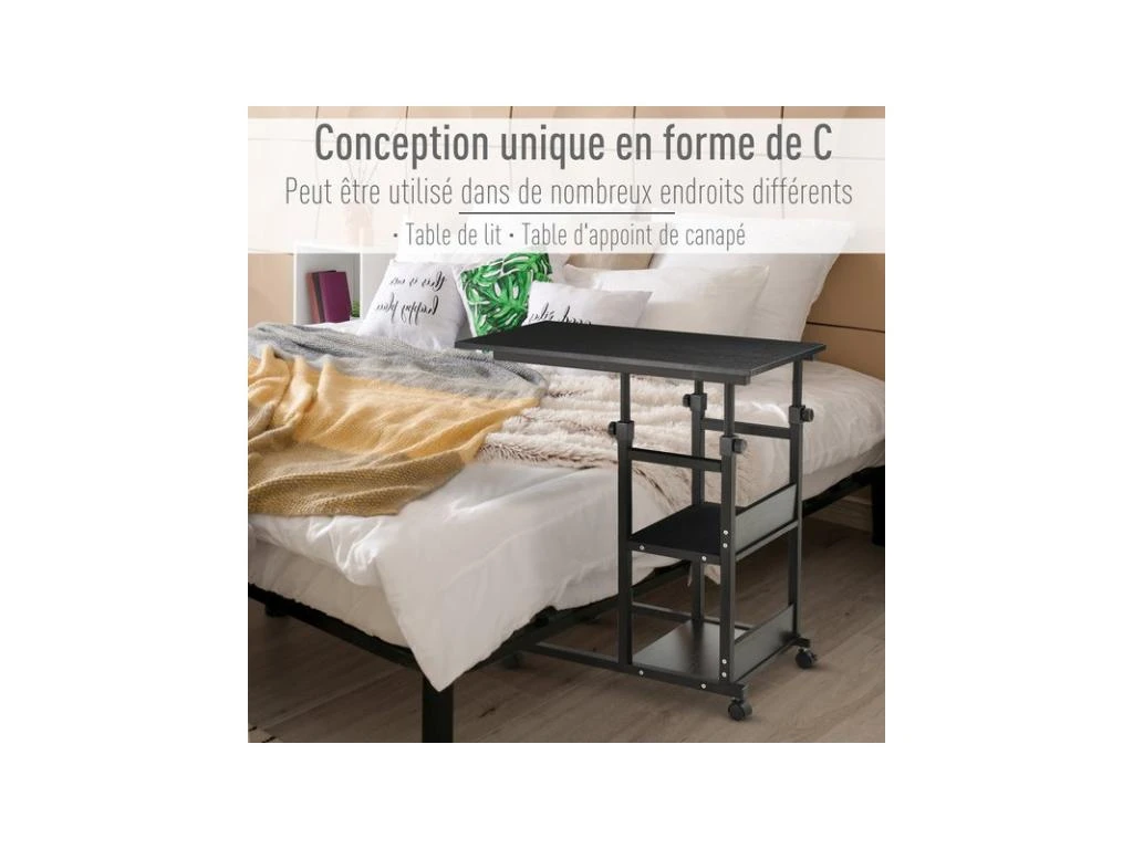 Table De Lit Réglable NANNY Noire – Image 5